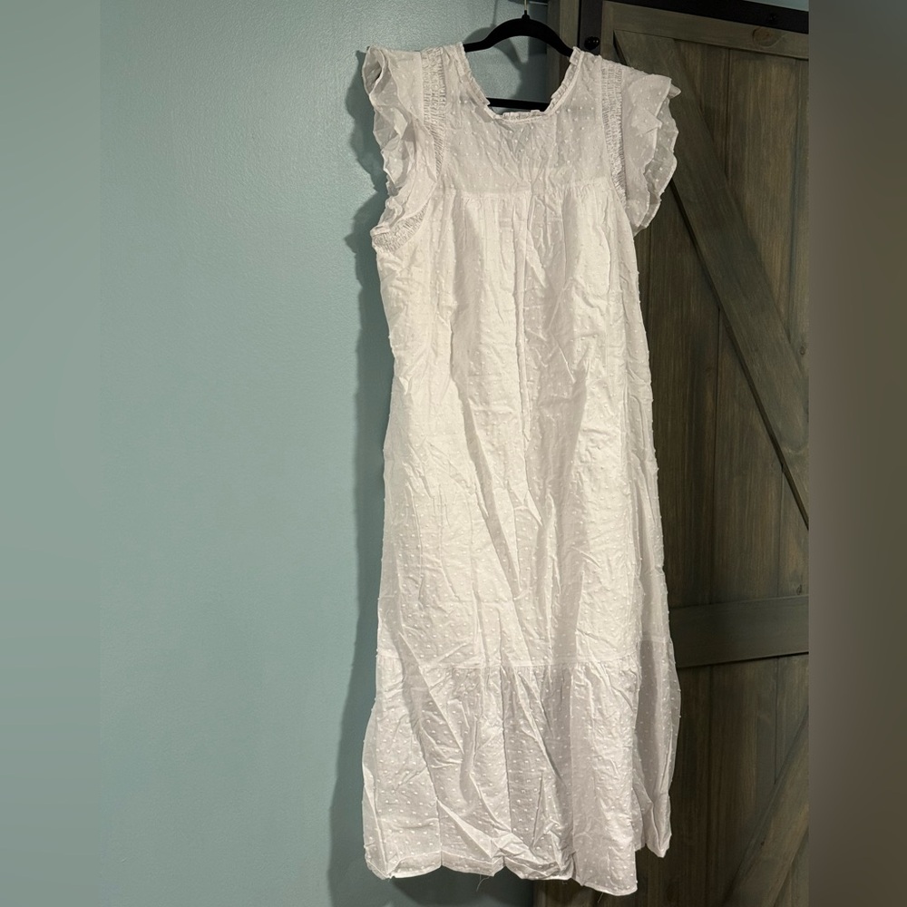 Who What Wear White Ruffled Midi Dress